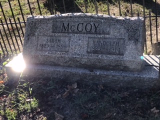 The graves of Randolph and Sarah McCoy at Dils Cemetery, Pikeville, KY.  Photo taken by and the property of FourWalls.