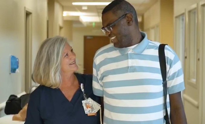 Lori Wood and her patient and adopted son Jonathan Pinkard Lori Wood and her patient and adopted son Jonathan Pinkard