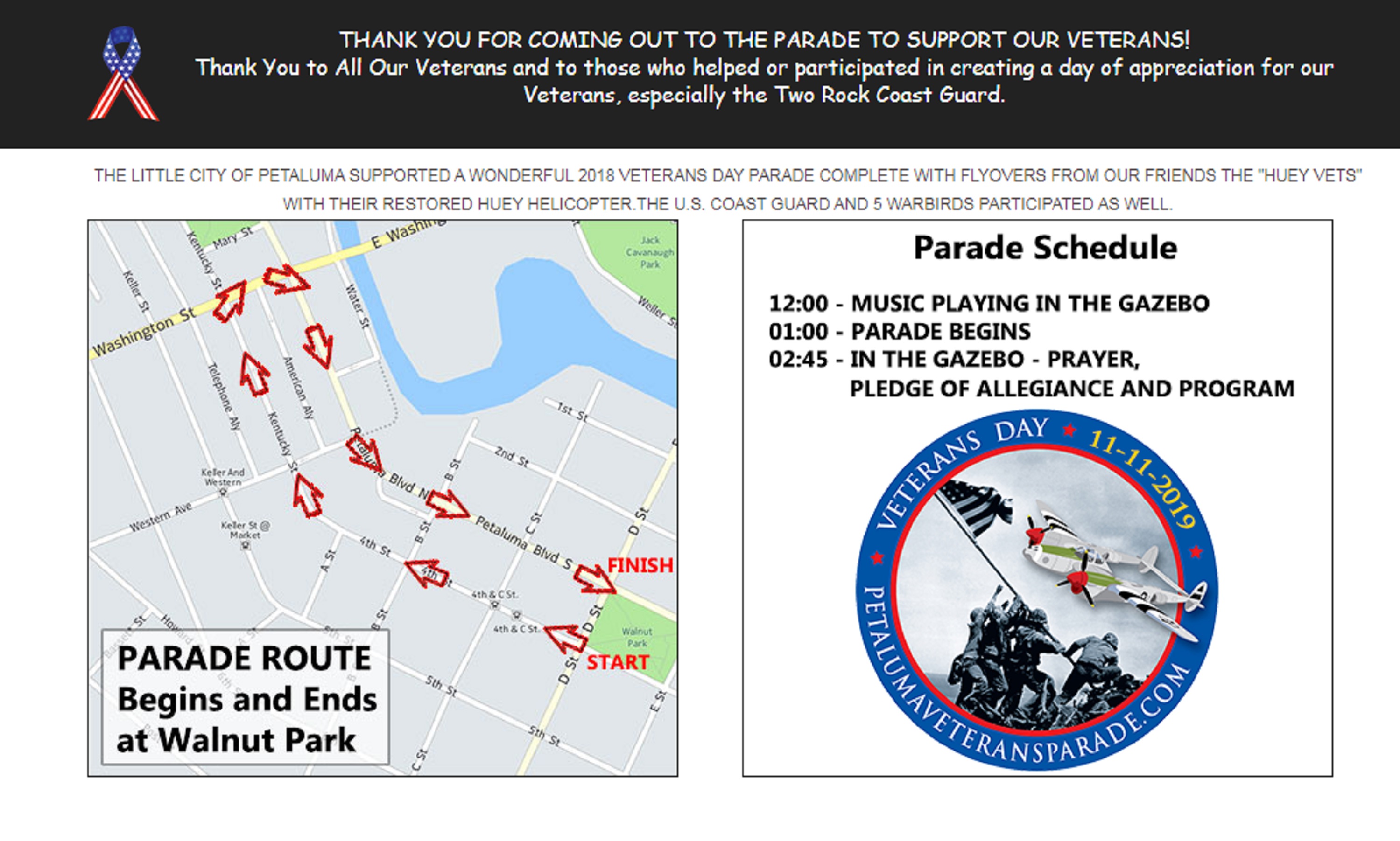 Screencap of the Vet&#039;s day parade route