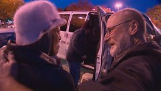 A homeless person meets with B. B. McGowan to find a shelter A homeless person meets with B. B. McGowan to find a shelter