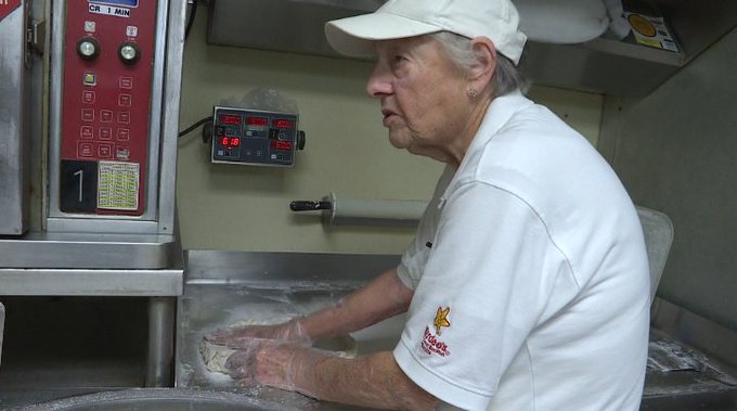 Norma working in the kitchen at Hardee's Norma working in the kitchen at Hardee's