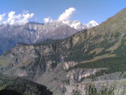 manali - image is taken in d month of august.so thr is a little snow on d hill tops.but in october 2 april it ll bn full of snow..