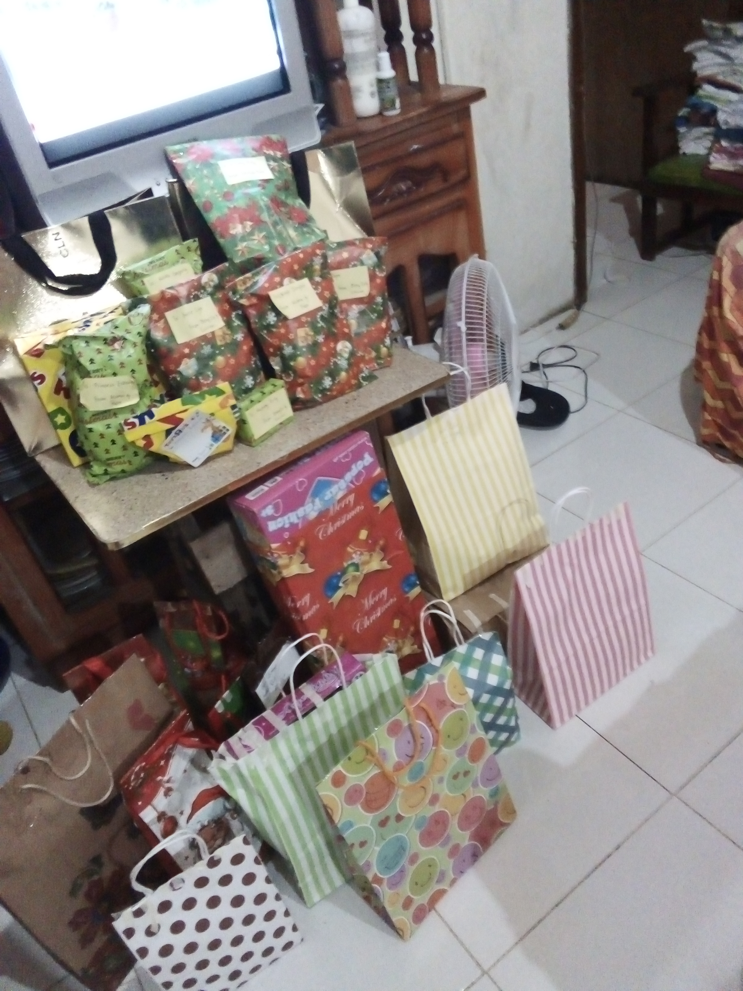  Photo shows my Christmas gifts for my family.