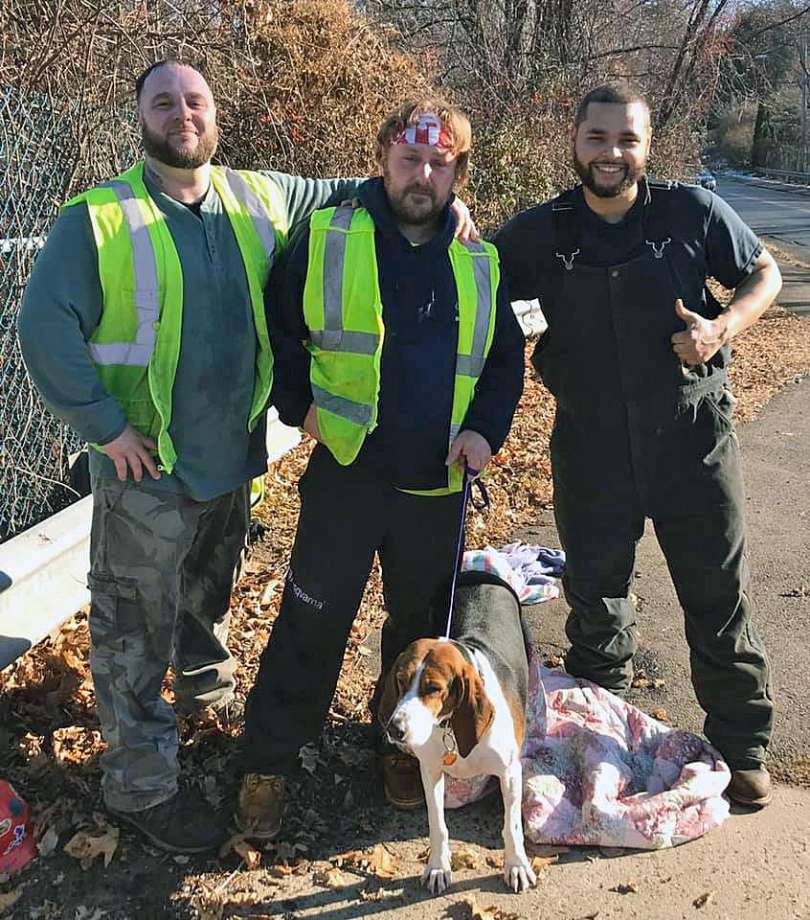The three heroes who rescued a dog named Charlie from an icy lake The three heroes who rescued a dog named Charlie from an icy lake