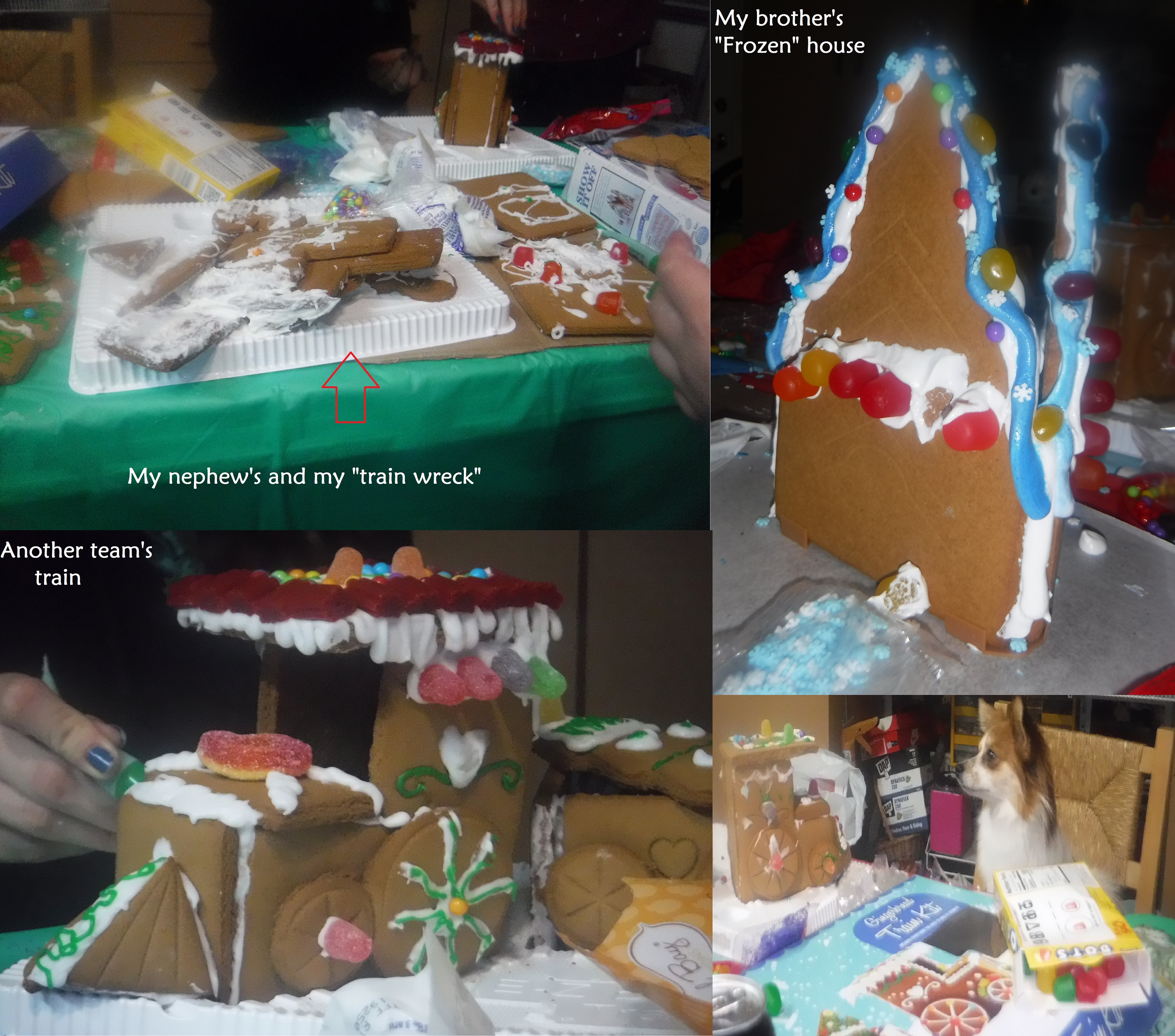collage I made of gingerbread building attempts