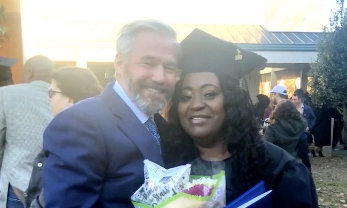 Kevin Esch and Latonya Young at her graduation ceremony