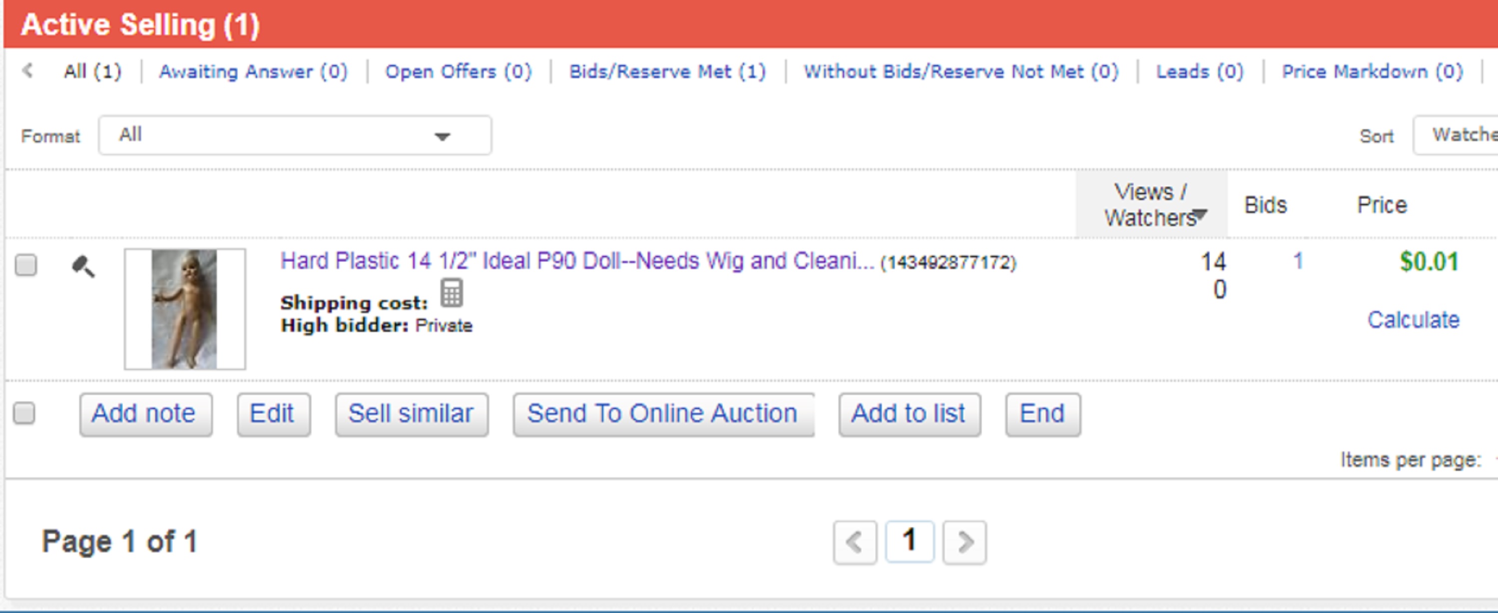 screencap of the doll I have up for sale on eBay