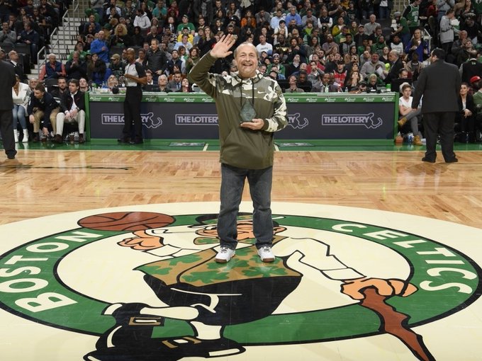 Hero Tom Costanzo at Center Court at the T D Ameritrade Center in Boston Hero Tom Costanzo at Center Court at the T D Ameritrade Center in Boston