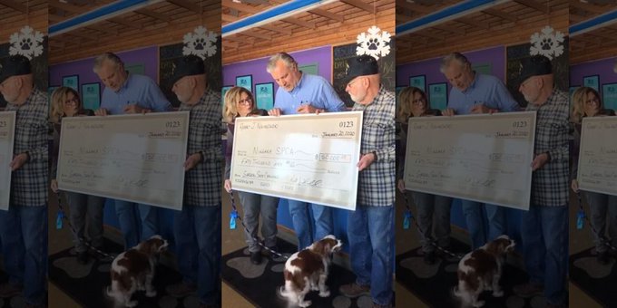 Bob Nowakowski making a donation to a no kill shelter in New York Bob Nowakowski making a donation to a no kill shelter in New York