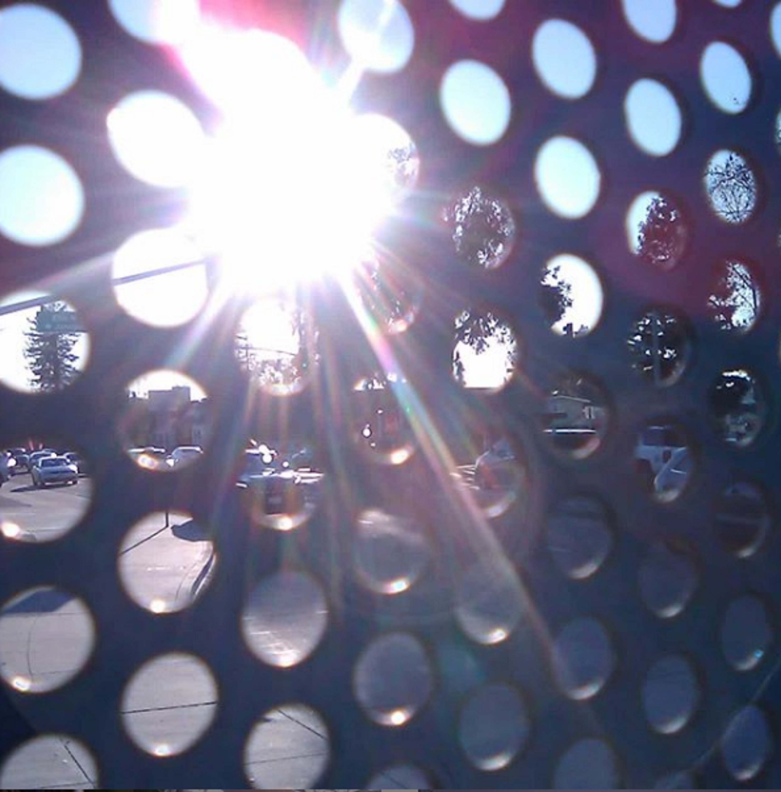 Sun through the bus shelter wall 1-31-20 Sun through the bus shelter wall 1-31-20
