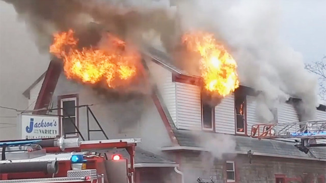 Firefighters in Massachusetts putting out a fire this morning Firefighters in Massachusetts putting out a fire this morning