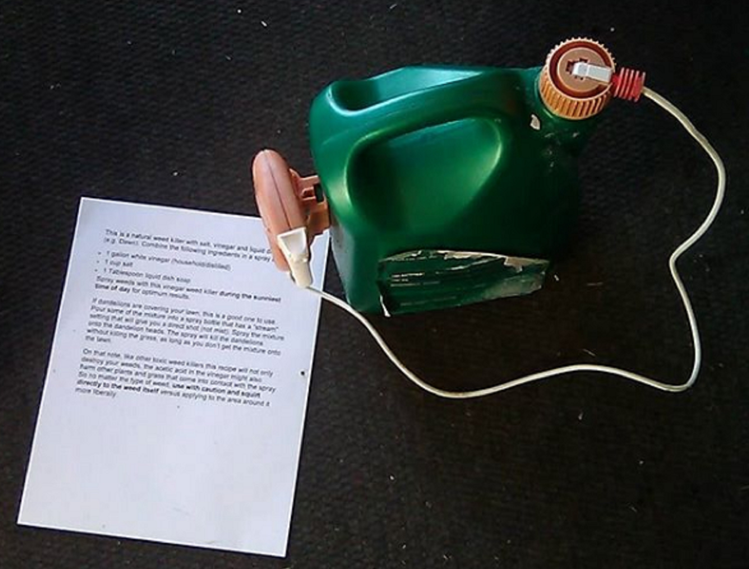 Photo I took of the weed killer recipe and bottle I mixed it in. Photo I took of the weed killer recipe and bottle I mixed it in.