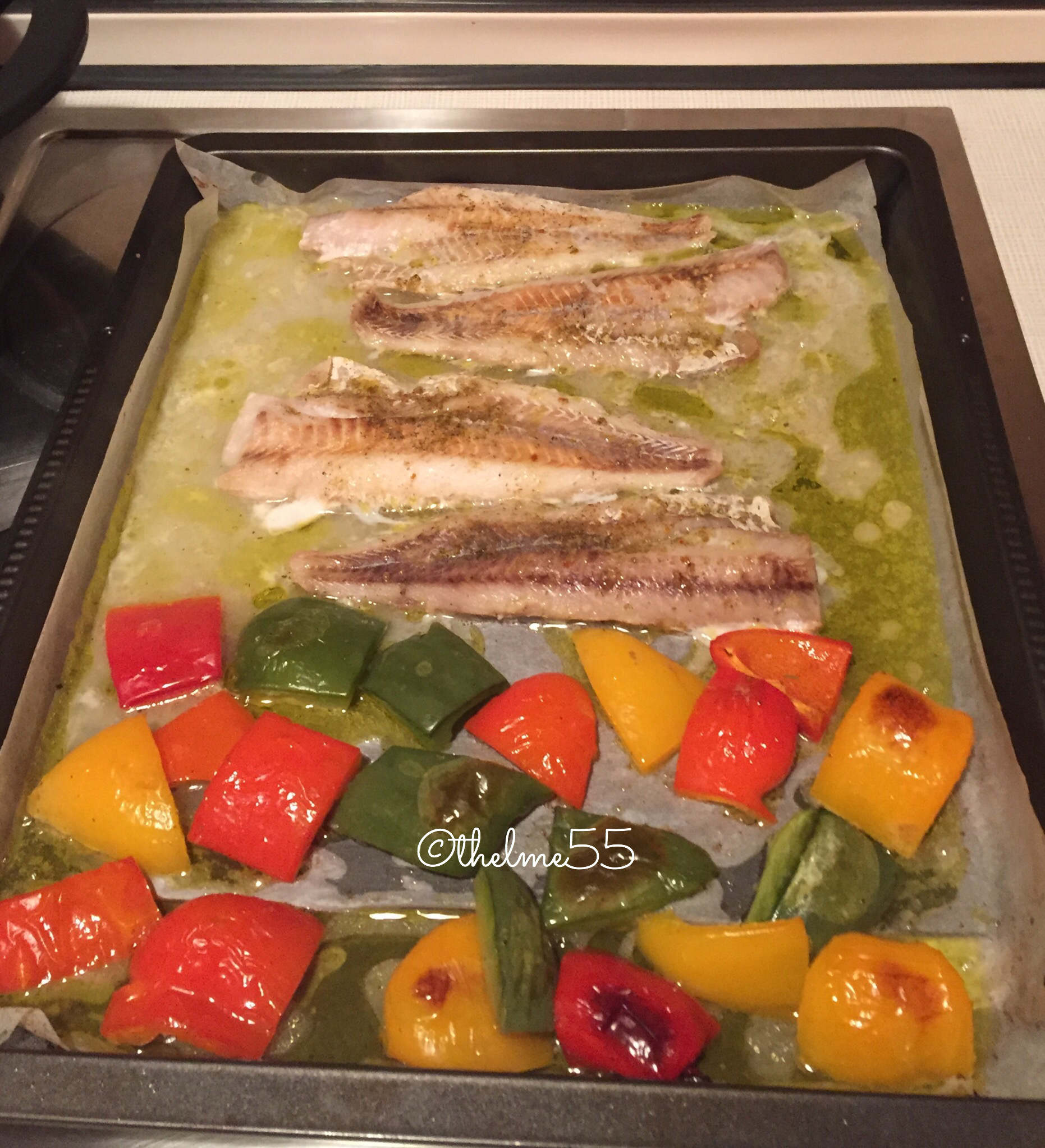 Baked fish with bell peppers Baked fish with bell peppers
