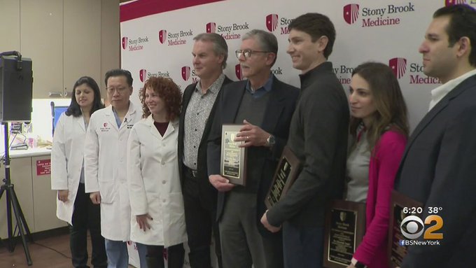 Dennis Dillon meets the doctors who saved his life at a hospital in N Y Dennis Dillon meets the doctors who saved his life at a hospital in N Y