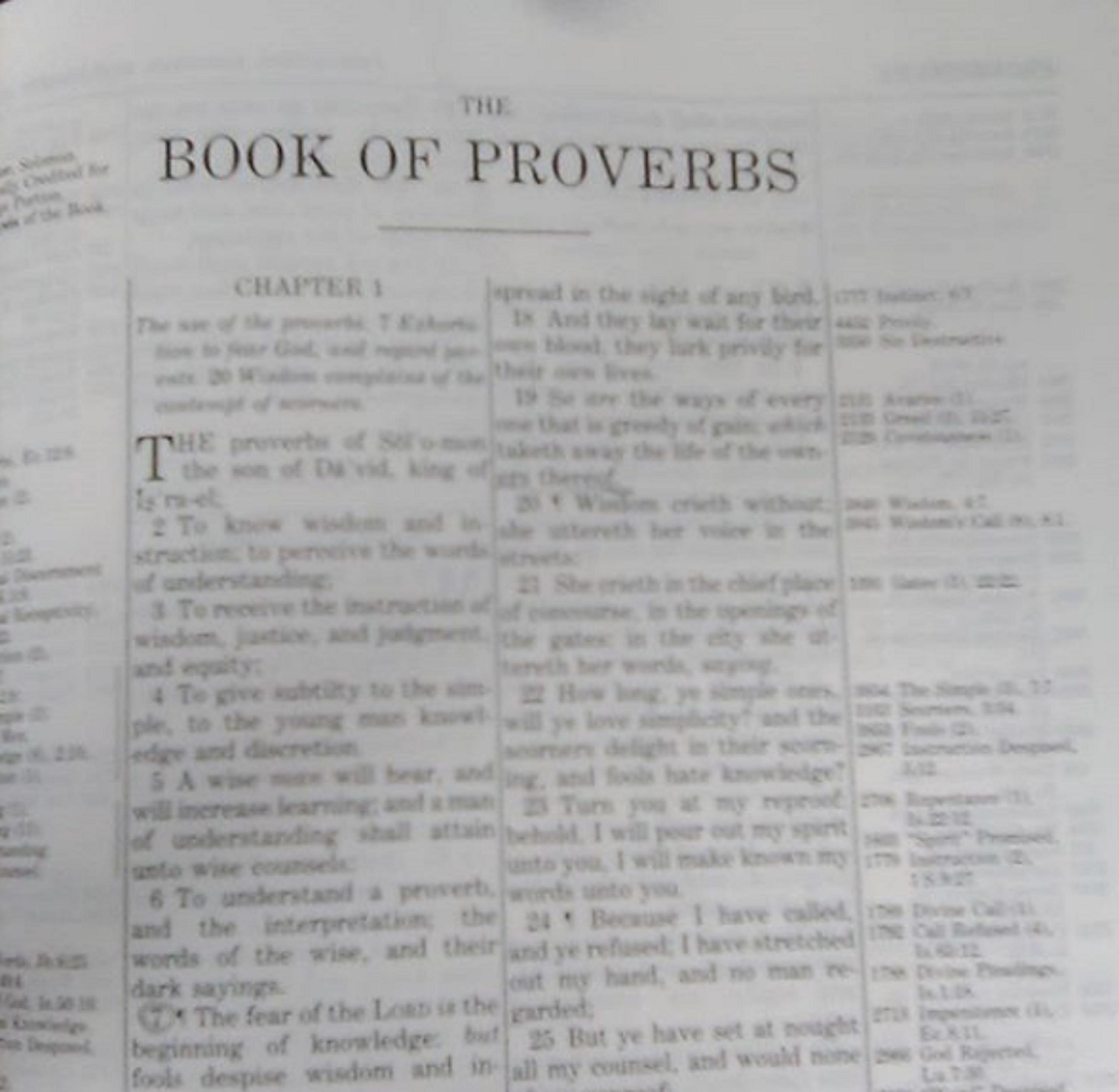 Photo I took of my Bible open to Proverbs Photo I took of my Bible open to Proverbs