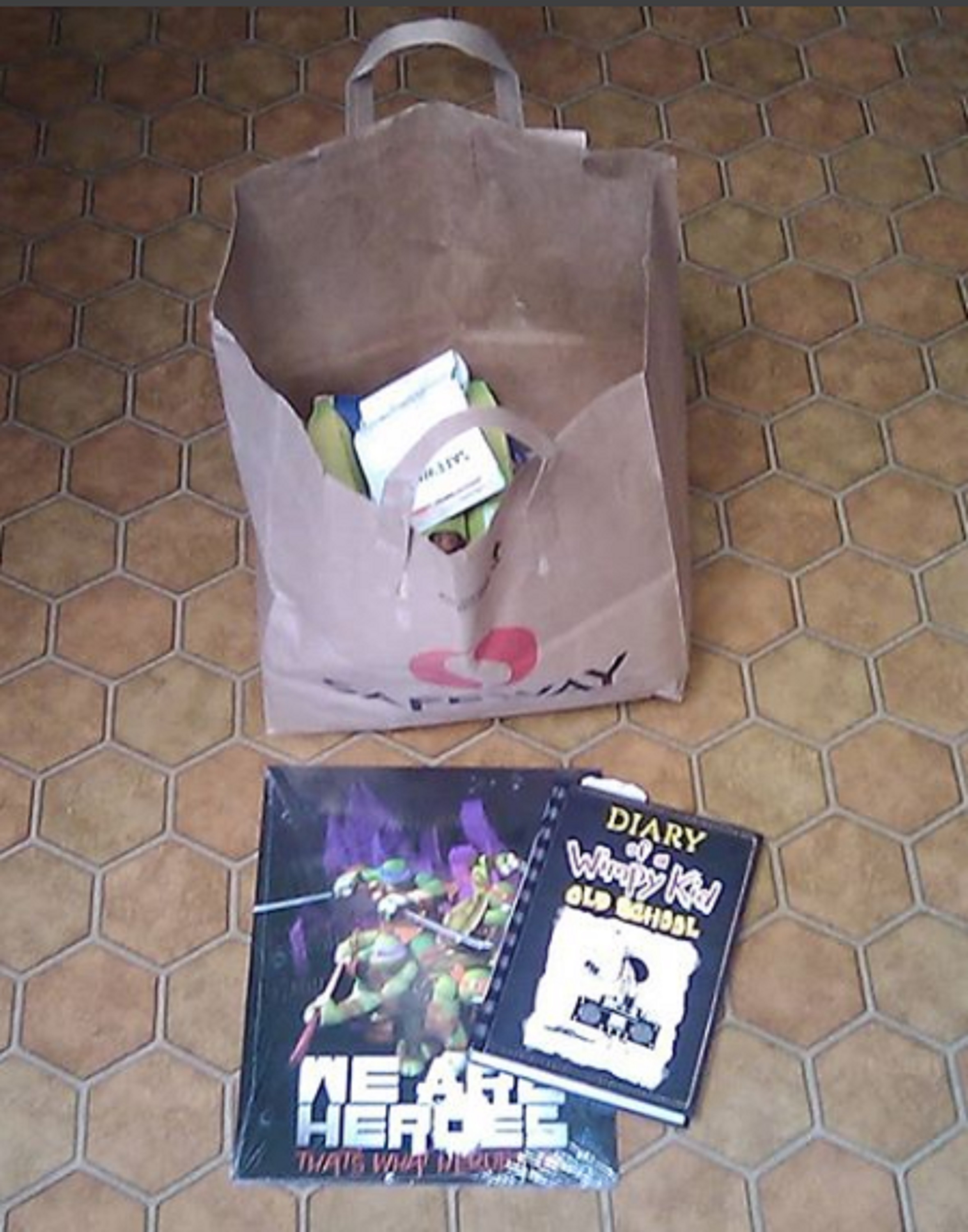 Photo I took of one of the bags of groceries, etc. Photo I took of one of the bags of groceries, etc.