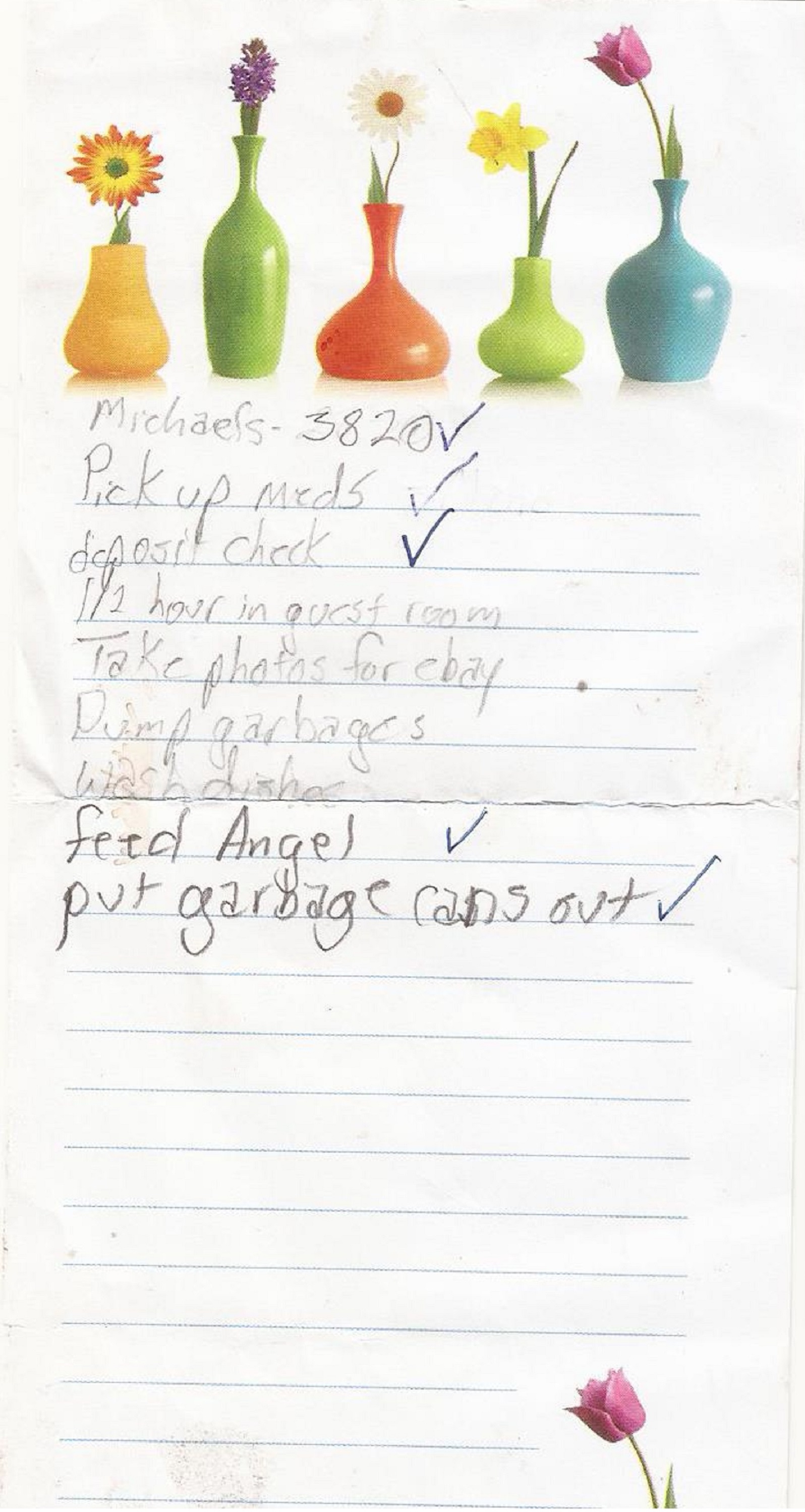 Scan of my to do list added to Scan of my to do list added to
