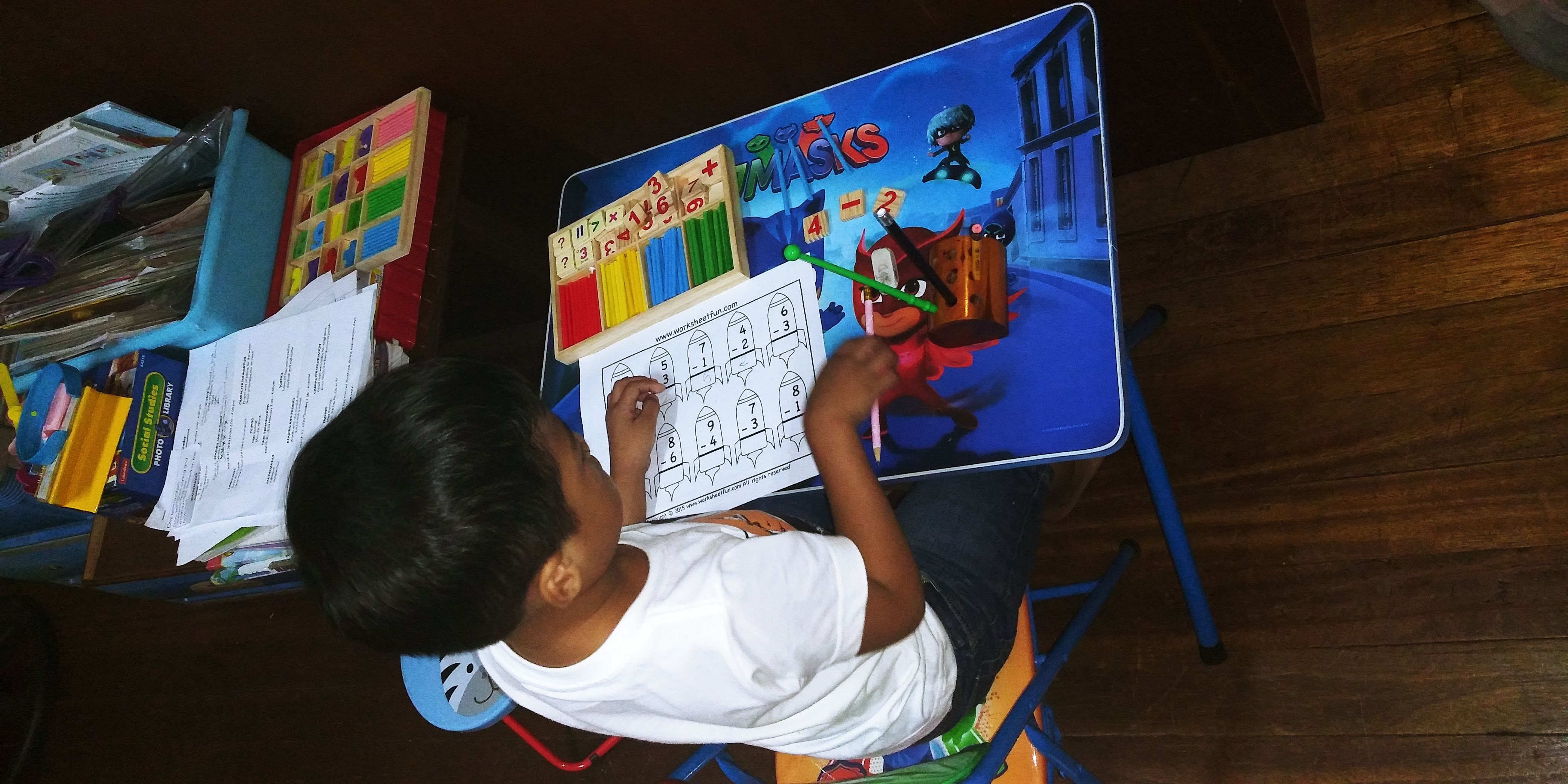 My Godson is also smart in analyzing the subtraction by using the intelligence sticks