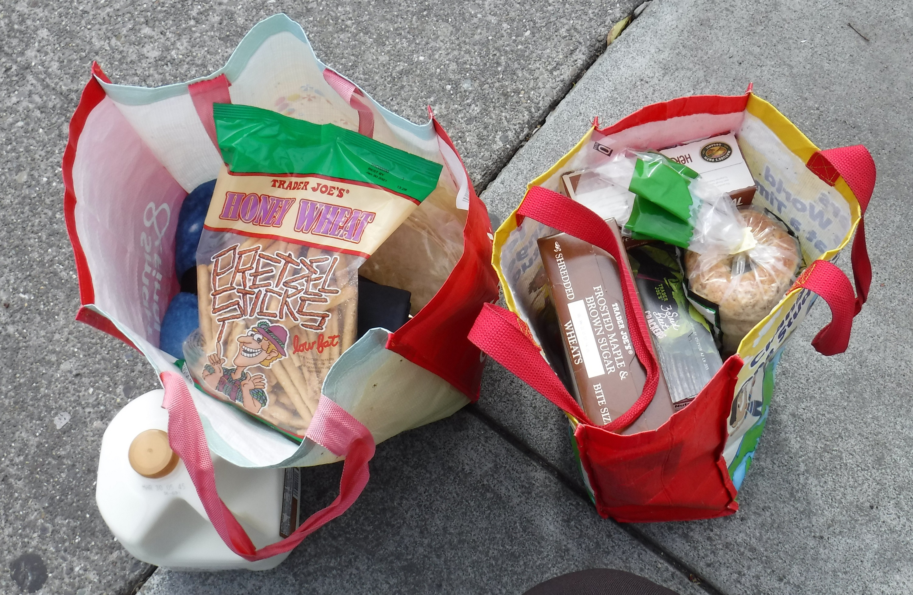 Photo I took of my shopping bags at the bus stop Photo I took of my shopping bags at the bus stop
