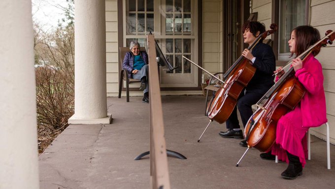A special concert for a next door neighbor who is staying away due to virus A special concert for a next door neighbor who is staying away due to virus