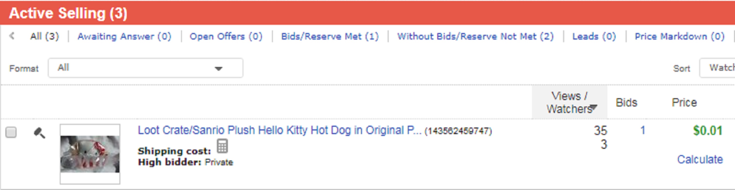Screencap I took of my recent auction on ebay