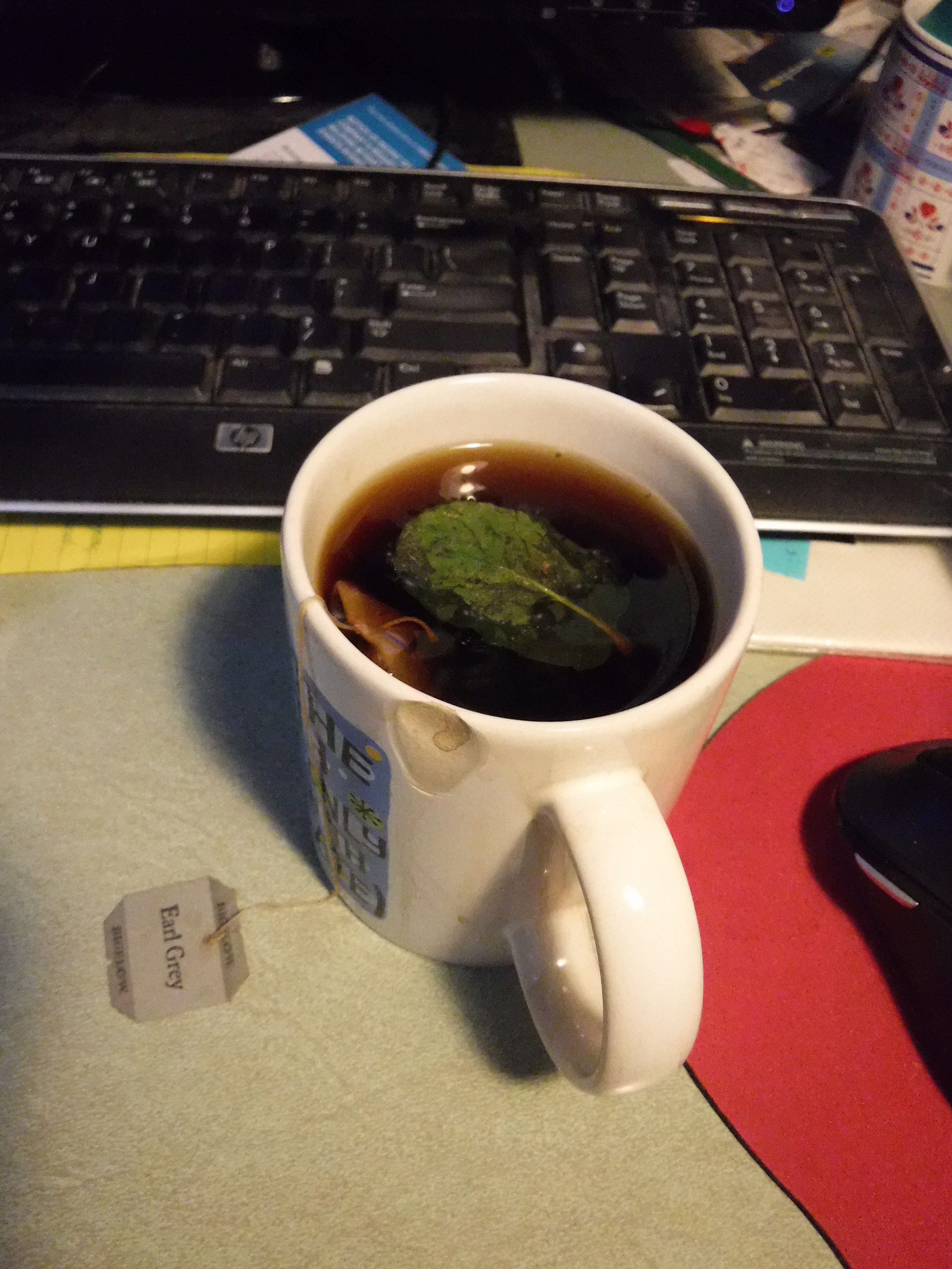 Photo I took of my tea w a mint leaf in it. Photo I took of my tea w a mint leaf in it.
