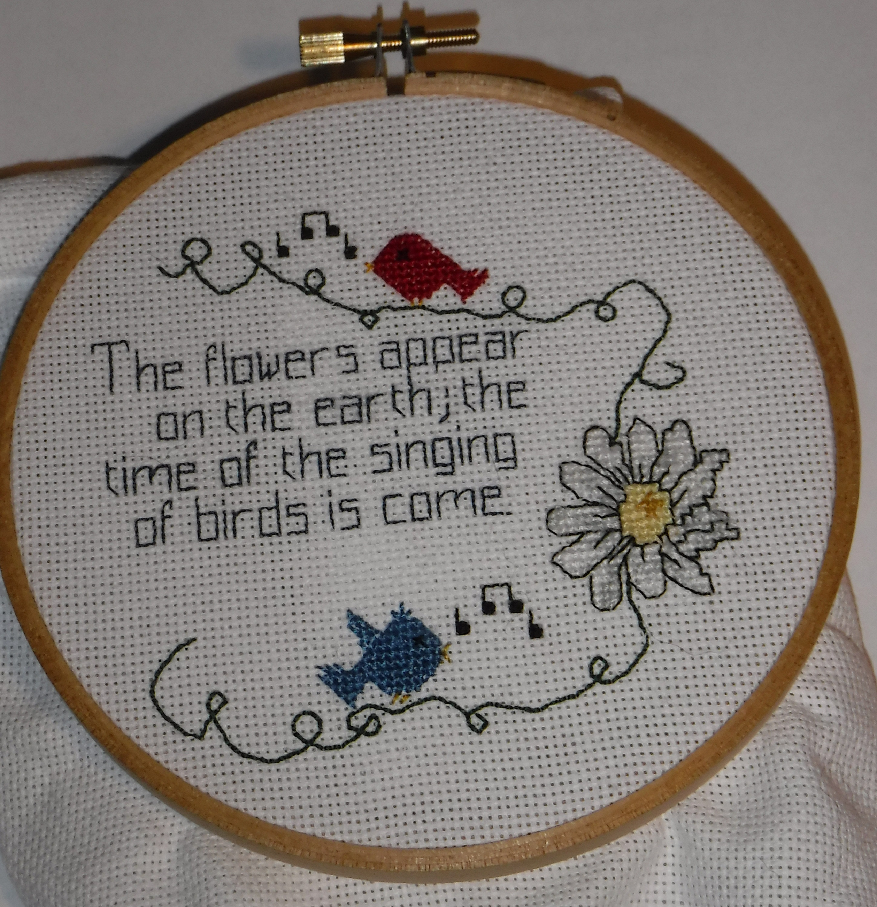 photo I took of my finished Song of Solomon cross stitch 4-5-20 photo I took of my finished Song of Solomon cross stitch 4-5-20