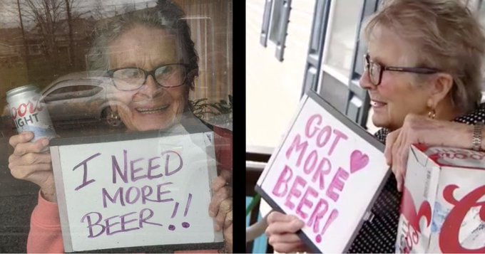 Seminole resident Olive Veronesi with her beer request Seminole resident Olive Veronesi with her beer request