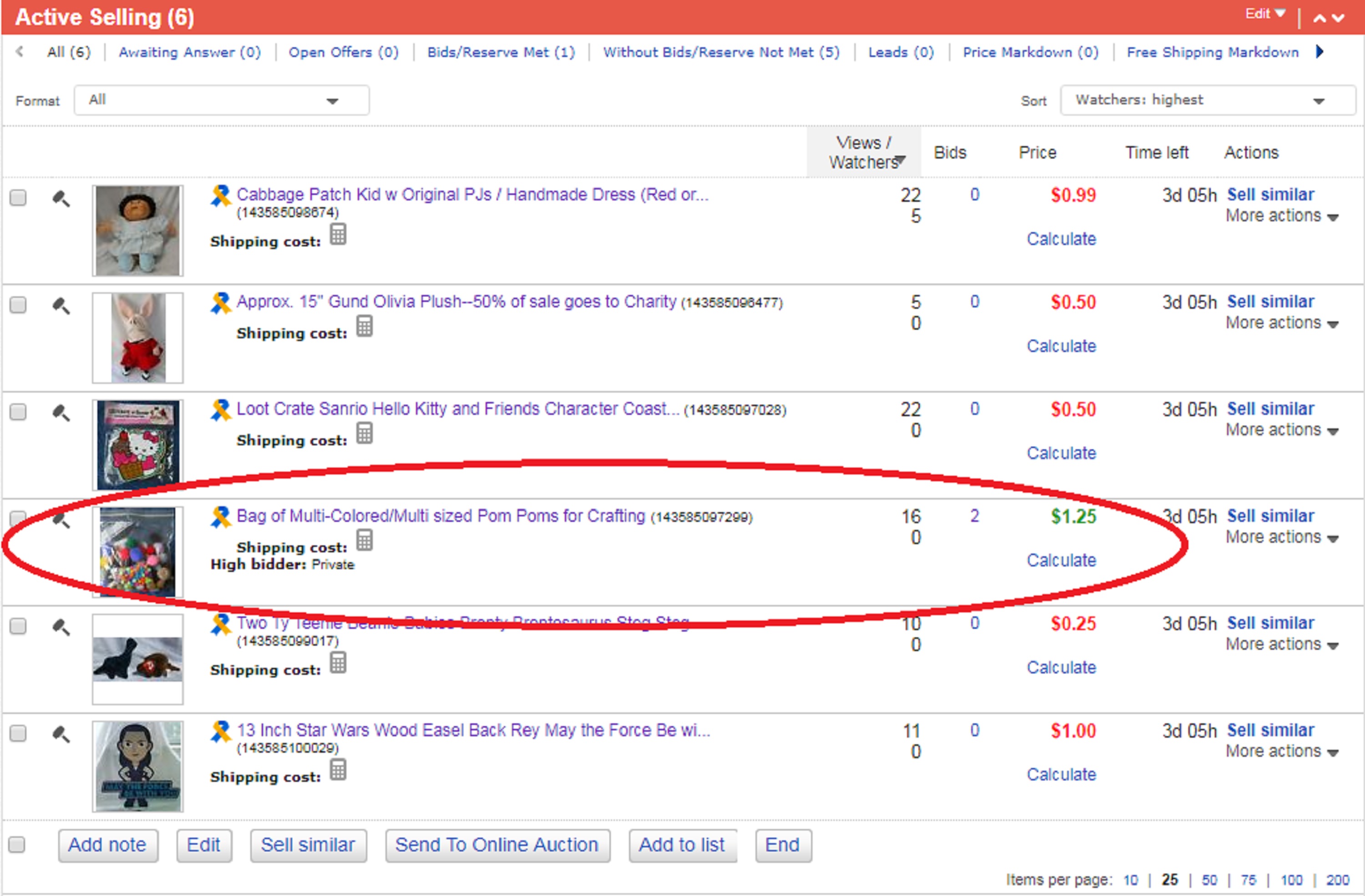 Screencap I took of my eBay auctions 11:16 a.m. PST 4-23-20 Screencap I took of my eBay auctions 11:16 a.m. PST 4-23-20