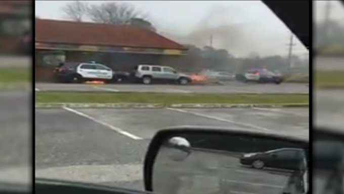 Still footage of a fire at a Taco Bell in New Jersey Still footage of a fire at a Taco Bell in New Jersey