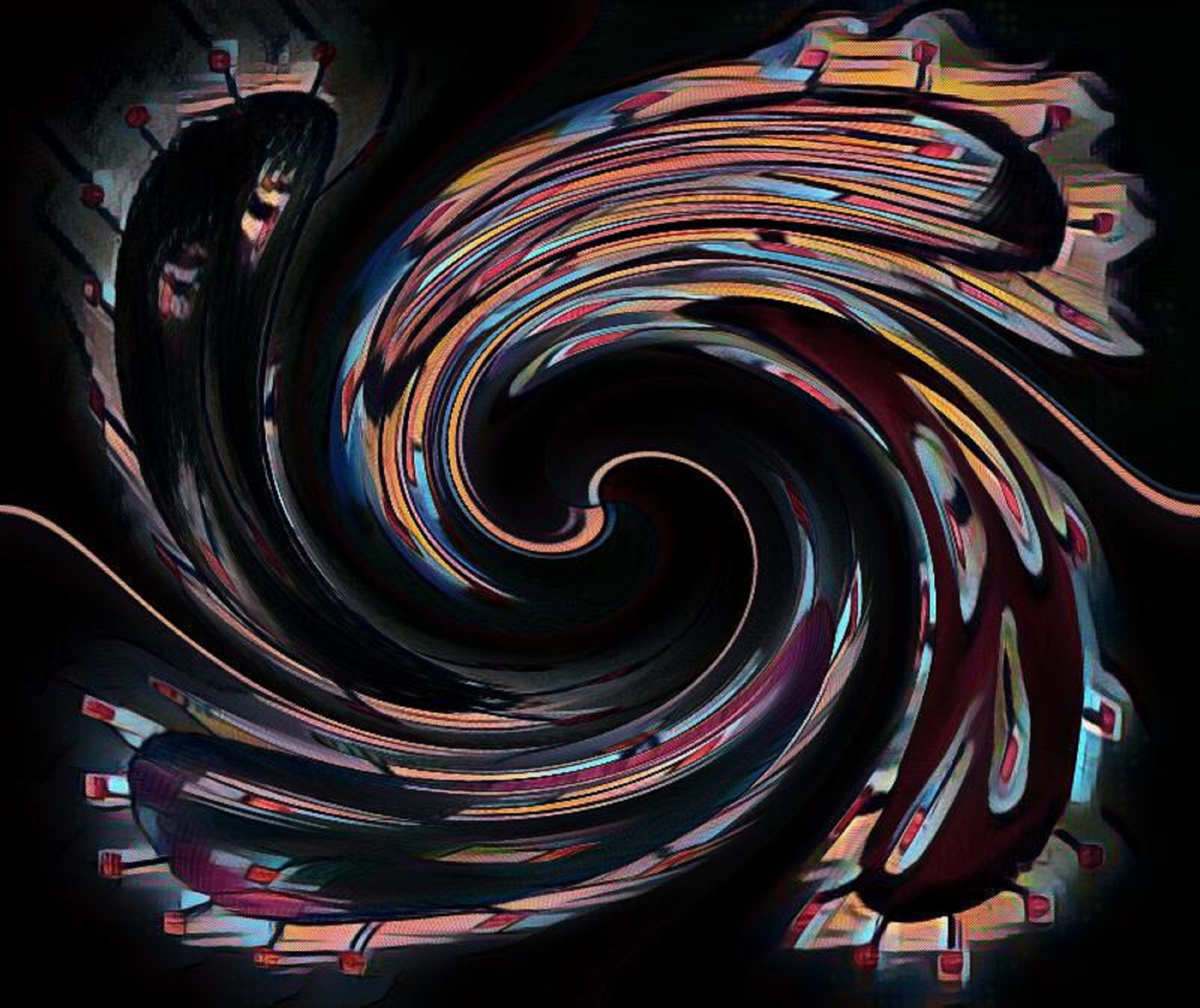 Photo used two posts ago with Covid-19  w Picasso Dreaming Floating Candy effects,then Night and Swirl x 300 added on LunaPic.com