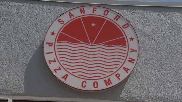 The logo of the Sanford Pizza Company in Sanford Florida The logo of the Sanford Pizza Company in Sanford Florida