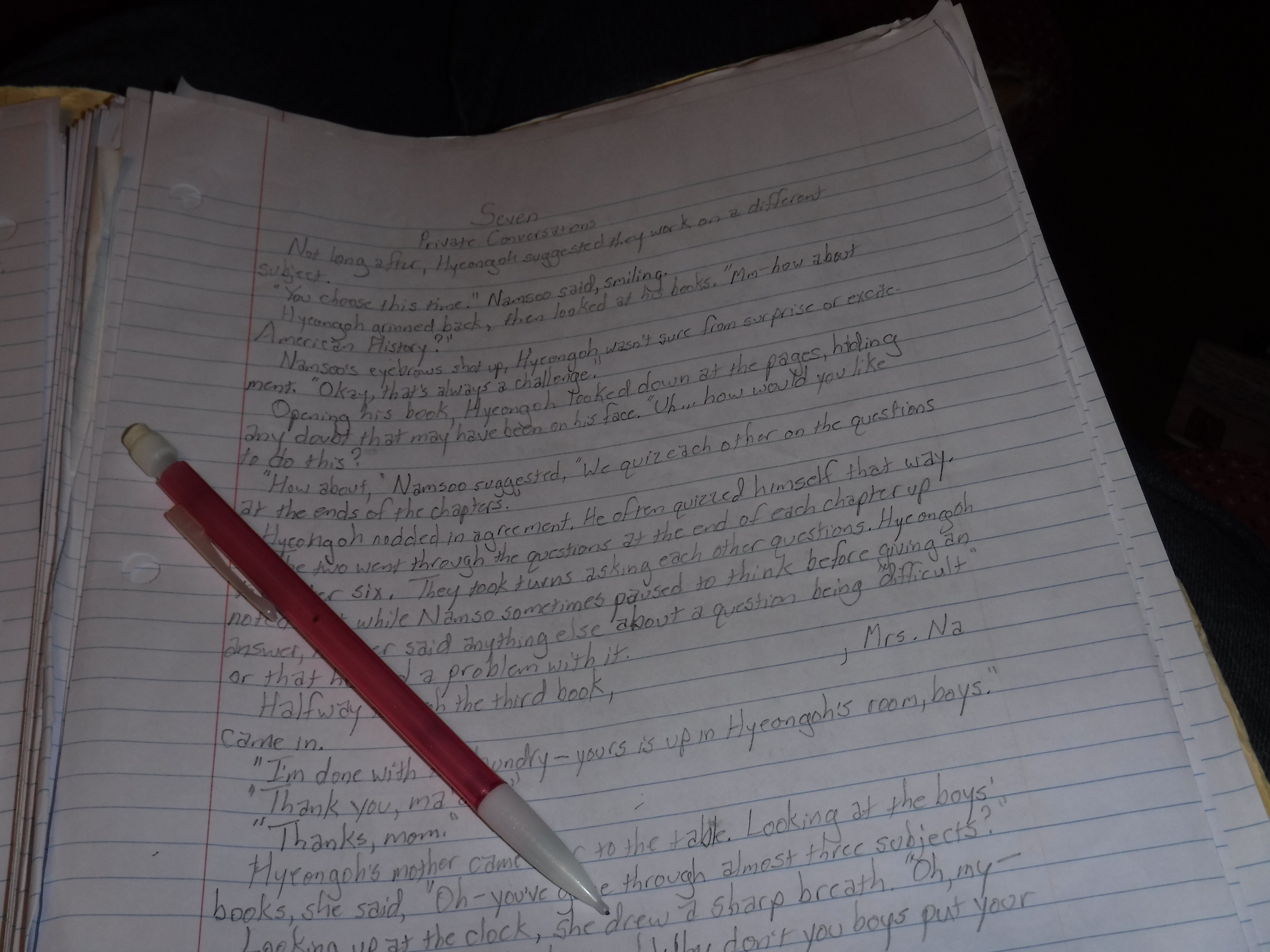 Photo I took of the folder I keep my story in -- first page of chapter seven Photo I took of the folder I keep my story in -- first page of chapter seven