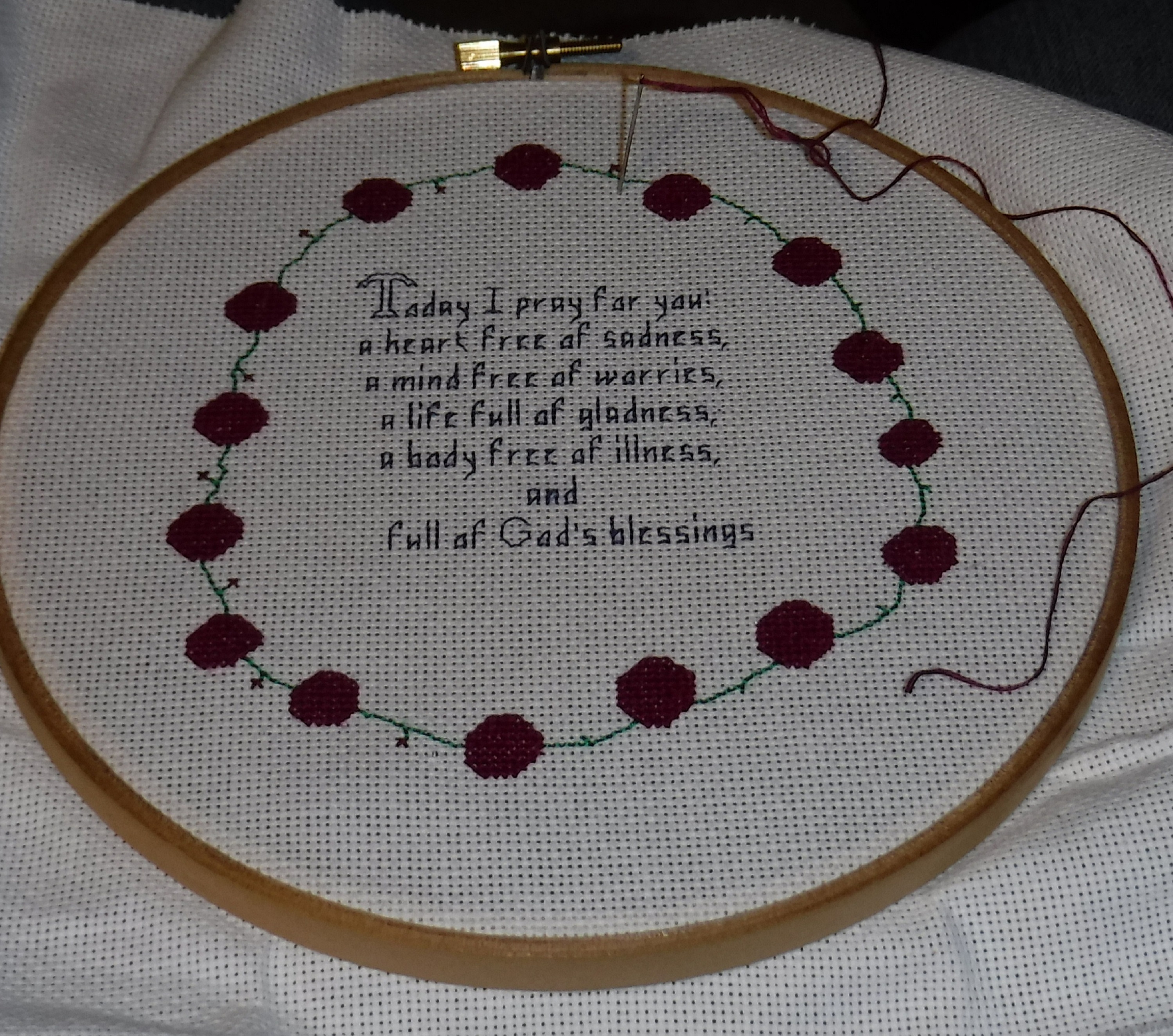 photo I took of my progress on my current cross stitch photo I took of my progress on my current cross stitch