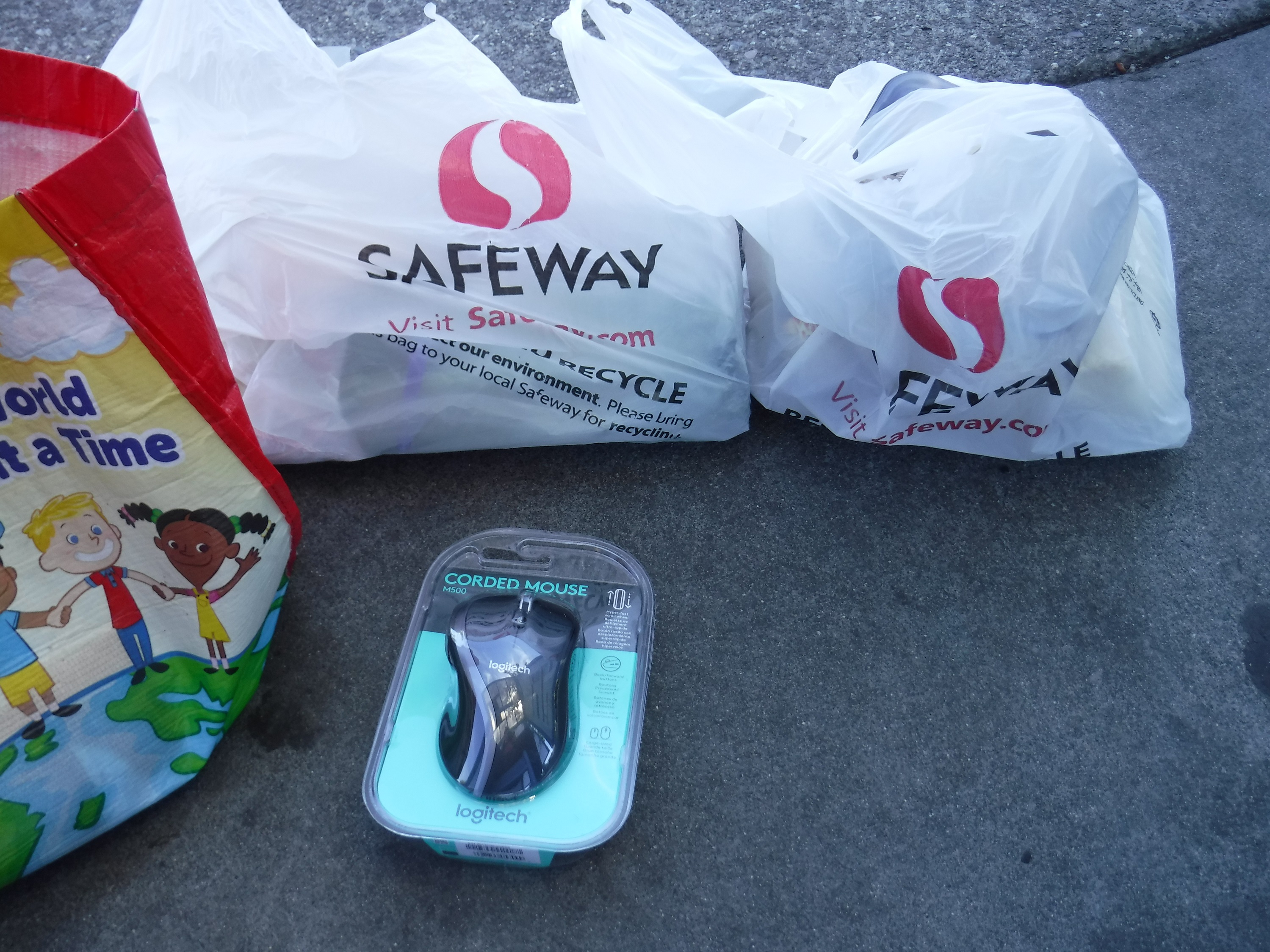 Photo I took of my purchases while waiting at the bus stop Photo I took of my purchases while waiting at the bus stop