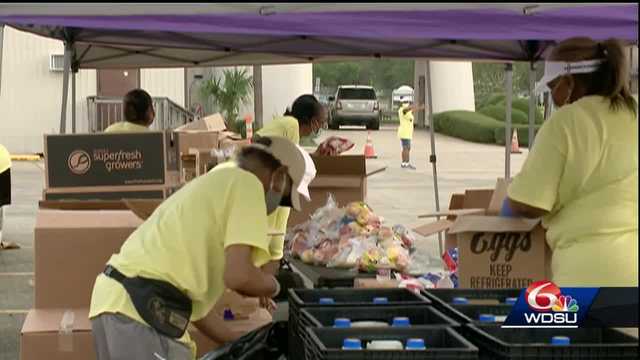 Church members in the suburbs of New Orleans feeding the hungry