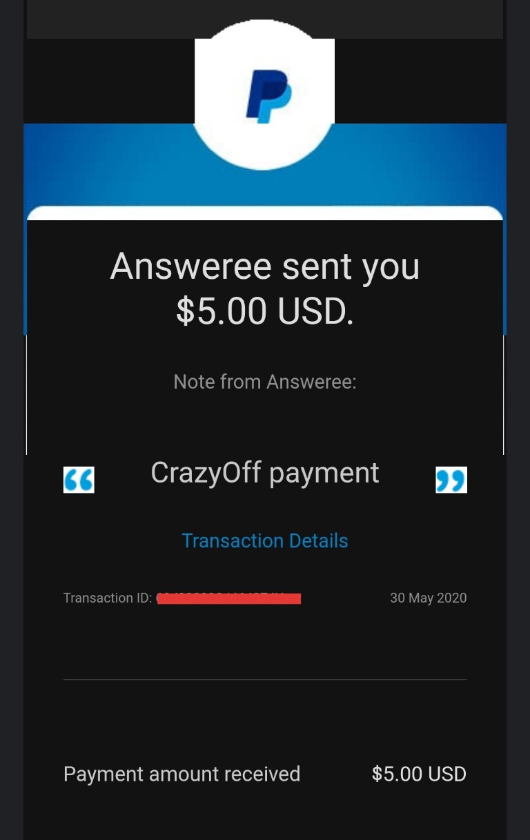 Crazyoff 3rd payment