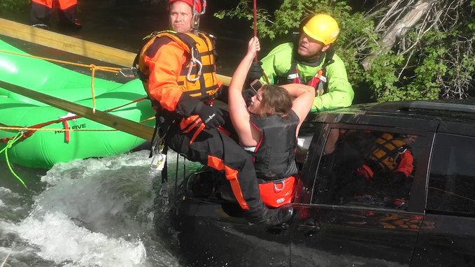 Two kayakers rescue a stranger in the Logan River in Utah