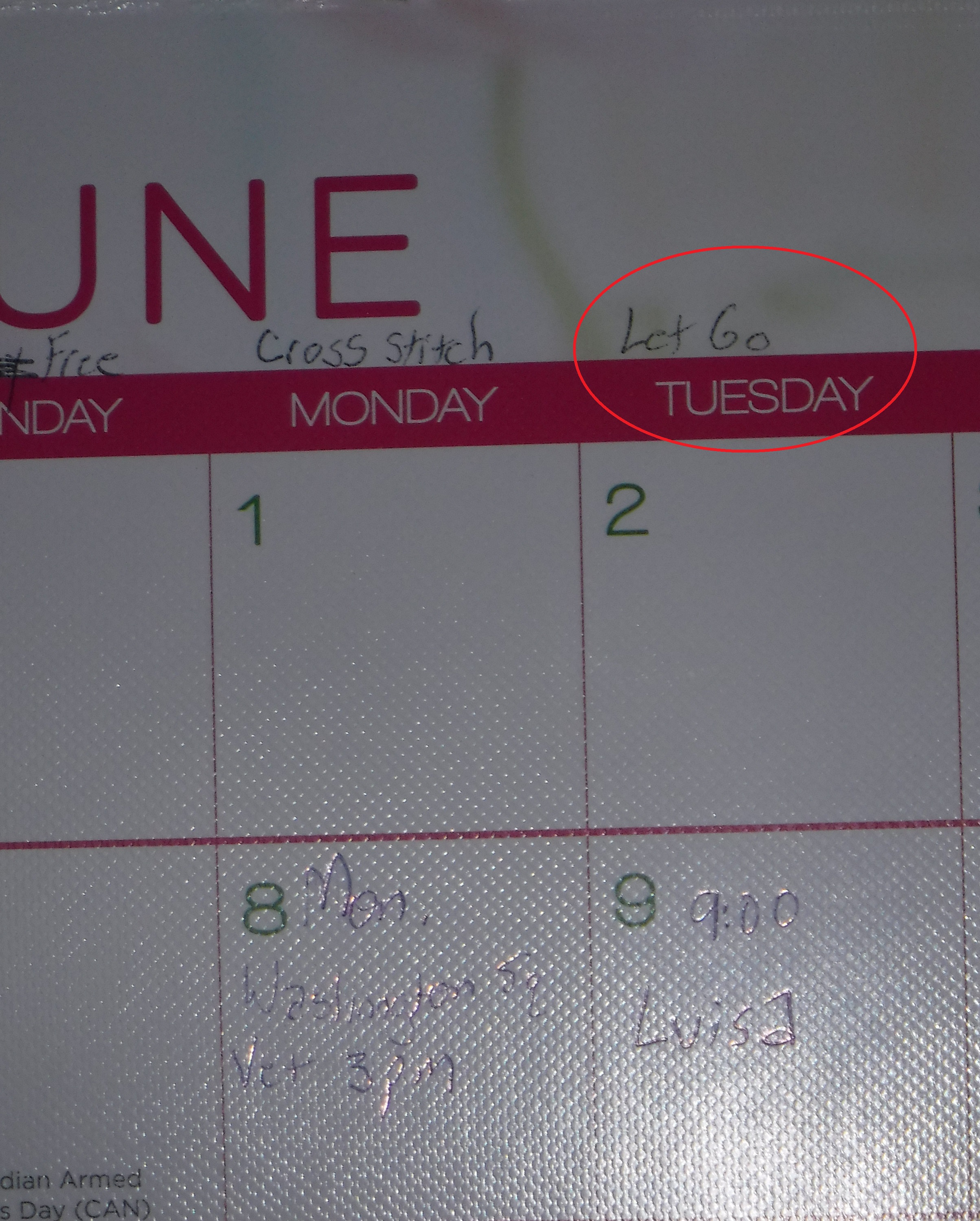 Photo I took of my calendar this morning Photo I took of my calendar this morning
