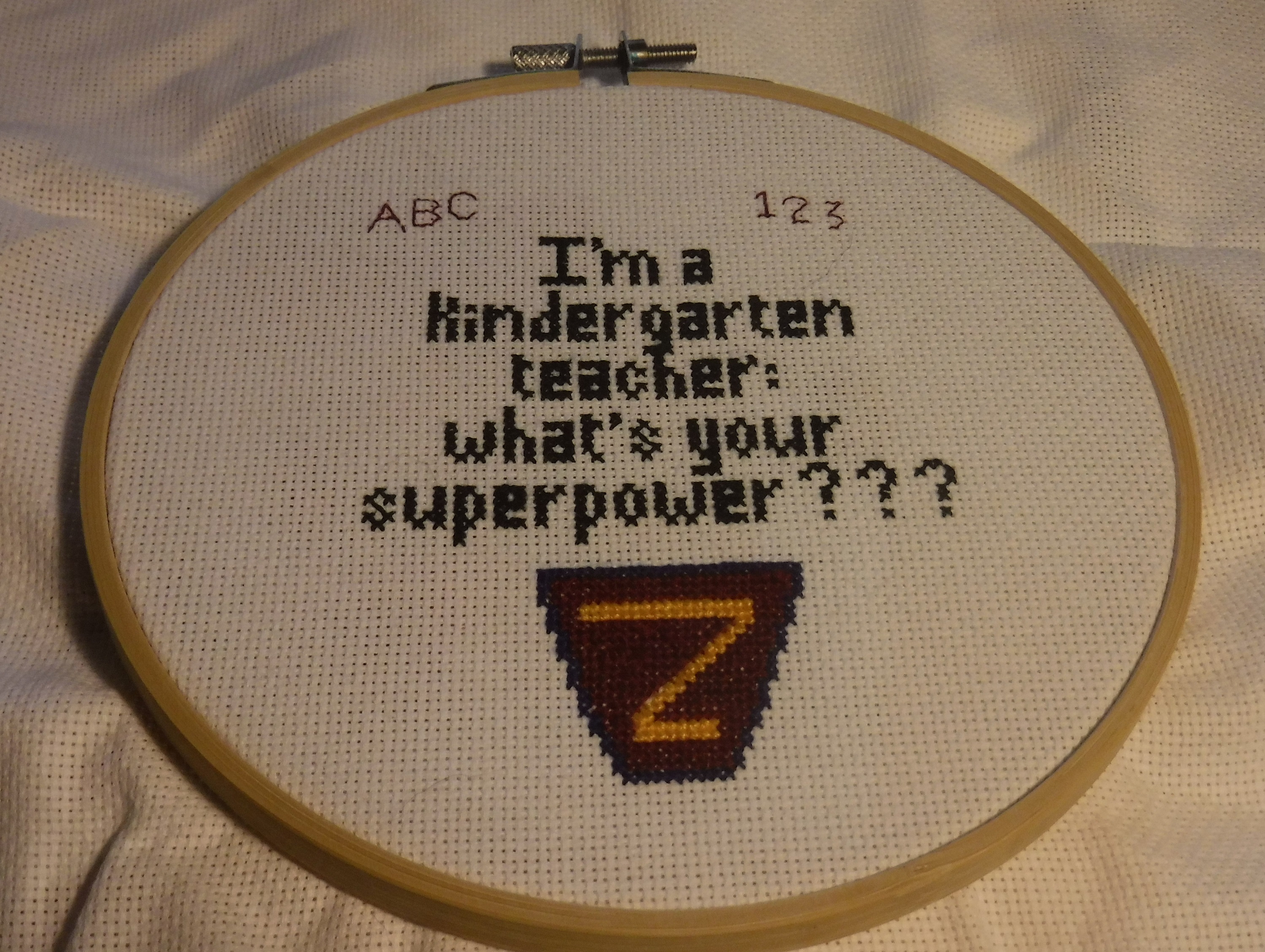 Photo I took of my finished (stitching wise) project Photo I took of my finished (stitching wise) project