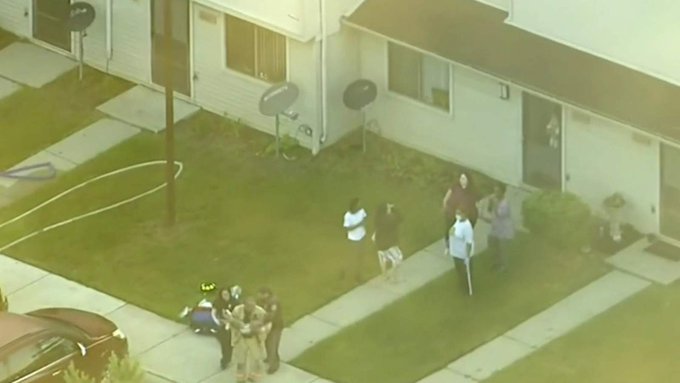 Aerial view of an apartment complex that caught fire on Thursday morning Aerial view of an apartment complex that caught fire on Thursday morning
