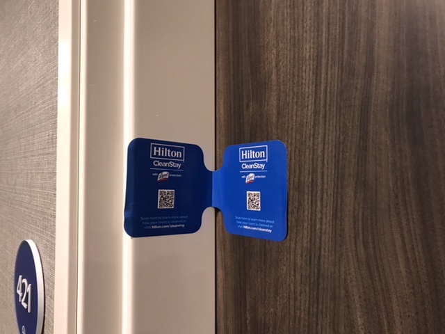 The “your room is clean” seal in my hotel in Fort Wayne. Photo taken by and the property of FourWalls. The “your room is clean” seal in my hotel in Fort Wayne. Photo taken by and the property of FourWalls.