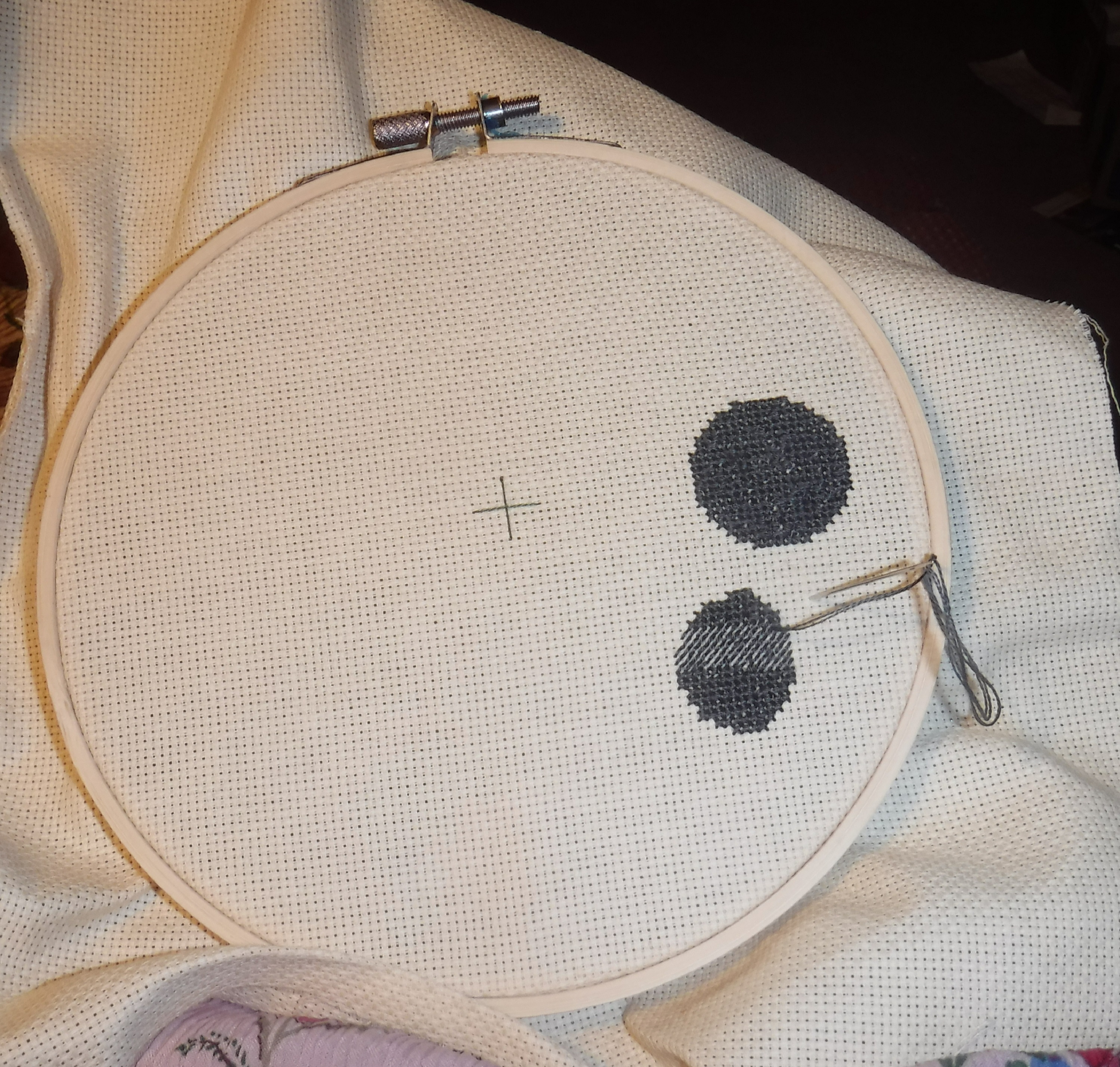 Photo taken by me of the progress on my current cross stitch