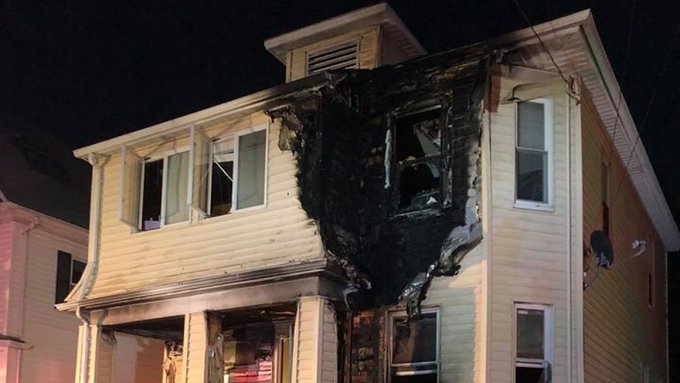 A burned home in Bedford Massachusetts on Monday morning A burned home in Bedford Massachusetts on Monday morning