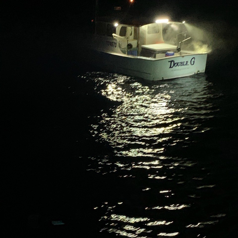 A burning fishing boat in Cape Lookout North Carolina A burning fishing boat in Cape Lookout North Carolina