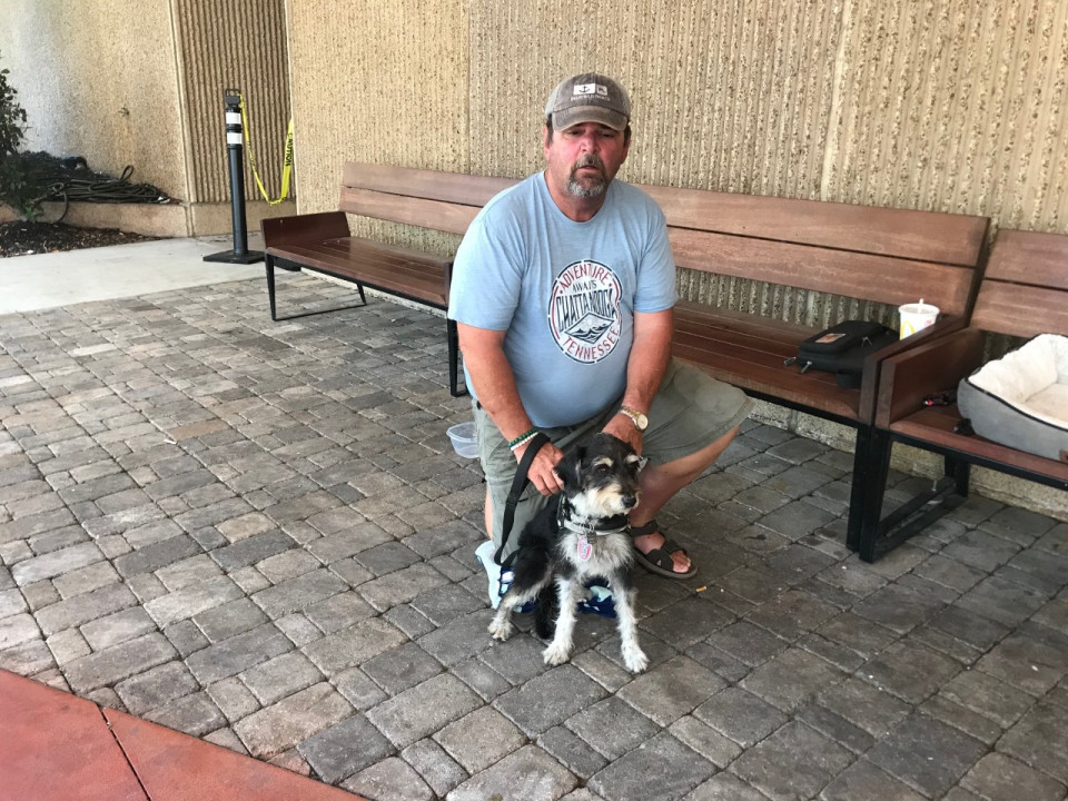 Randy Holmes and his dog Scrappy Randy Holmes and his dog Scrappy