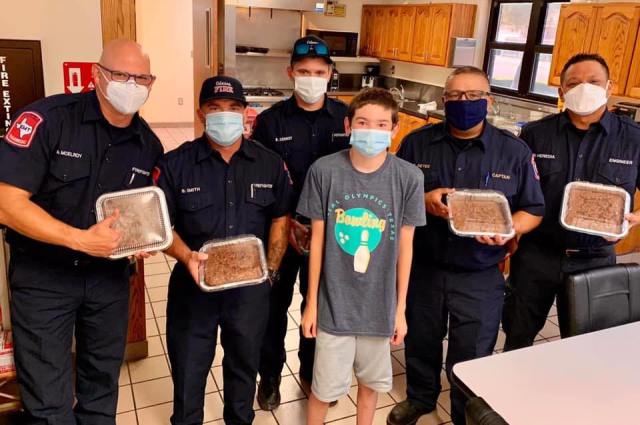 First responders with their brownie cookies and Luke Berridge