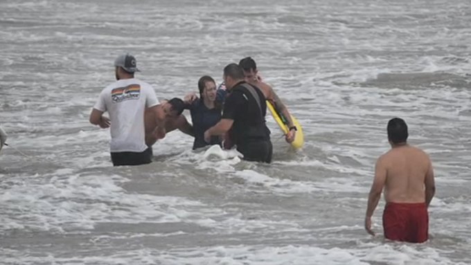 One of two teenage girls saved by surfers in Texas 