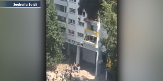 A burning apartment in France where two boys were saved by strangers