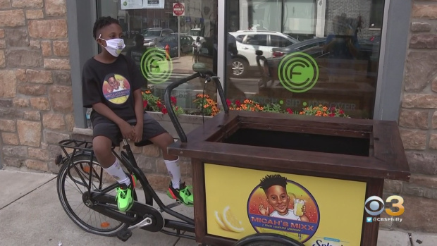 Micah Harrigan and his lemonade stand in Philadelphia Micah Harrigan and his lemonade stand in Philadelphia